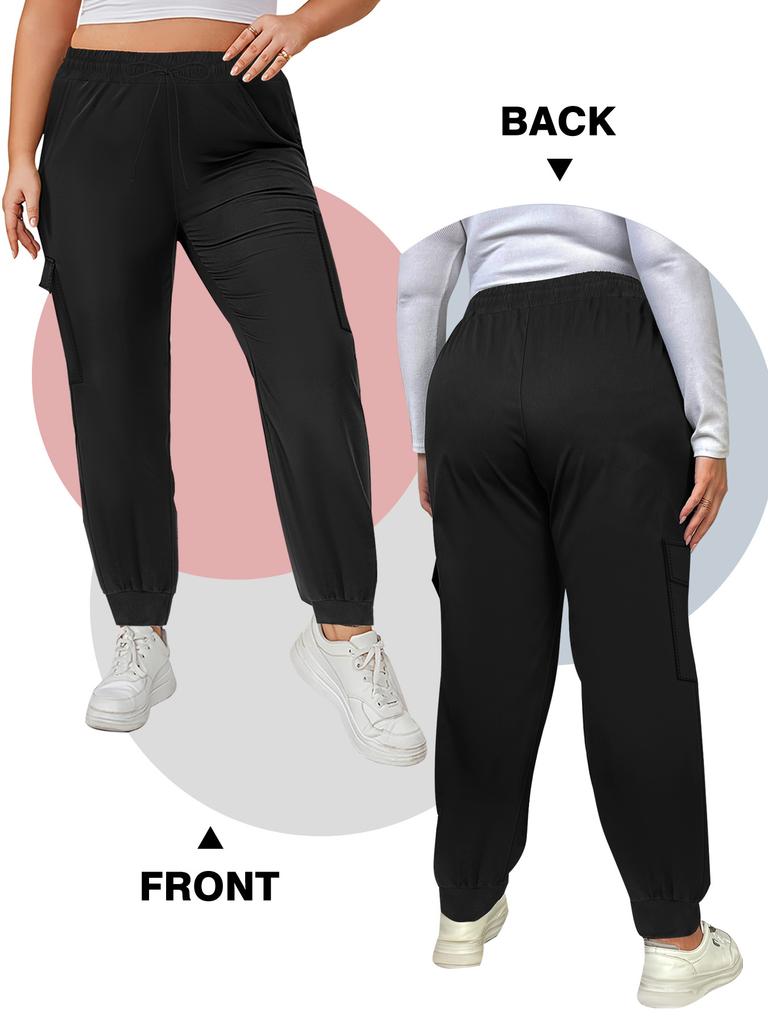 1XL-5XL Übergröße Sporthose Lange Hose für Damen mit Bündchen an den Knöcheln Workwear-Stil Locker sitzende Lässige Jogginghose mit Taschen.