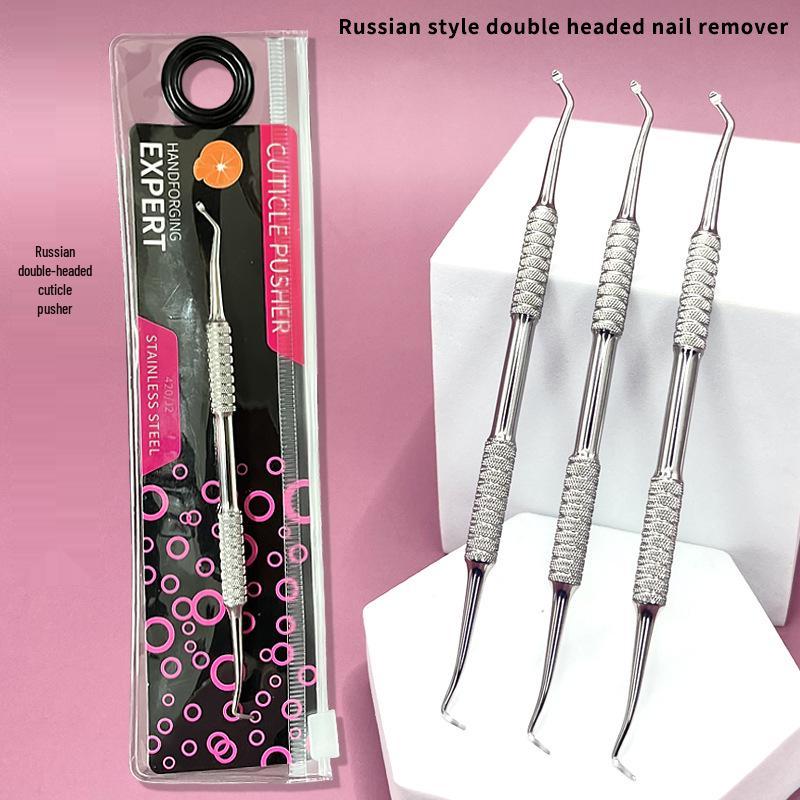Stainless Steel Russian Style Cuticle Pusher: Flat Edge Precision Nail Tool