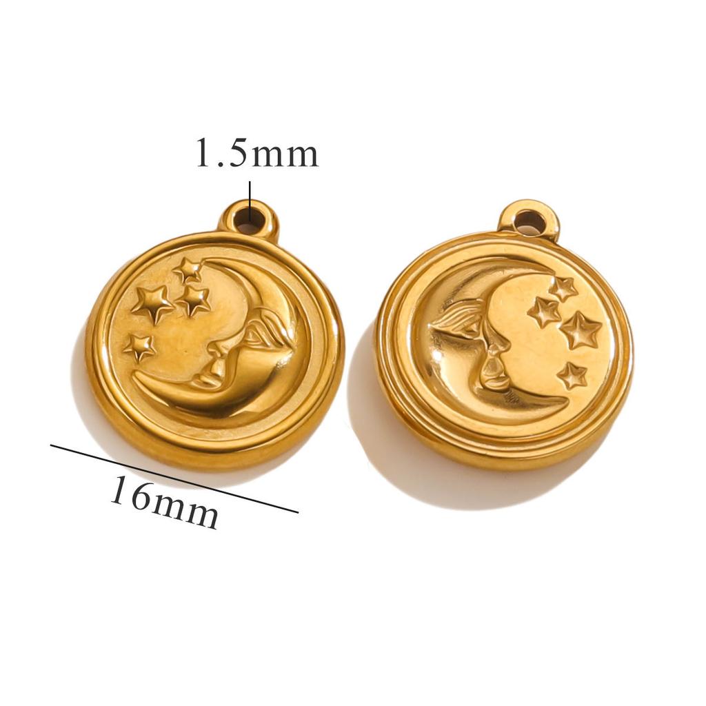 3pcs/Lot Vintage Stainless Steel Smiley Sun Moon Pendant Stainless Steel DIY Pendant Necklace Handmade Accessories