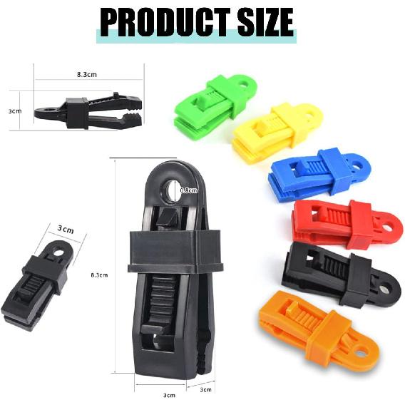 Tarpaulin Clips, Camping Accessories for Tent,20 Pcs Adjustable Heavy Duty Lock Grip for Tarp & Shade Cloth Color, Windproof Shade Cloth Plastic