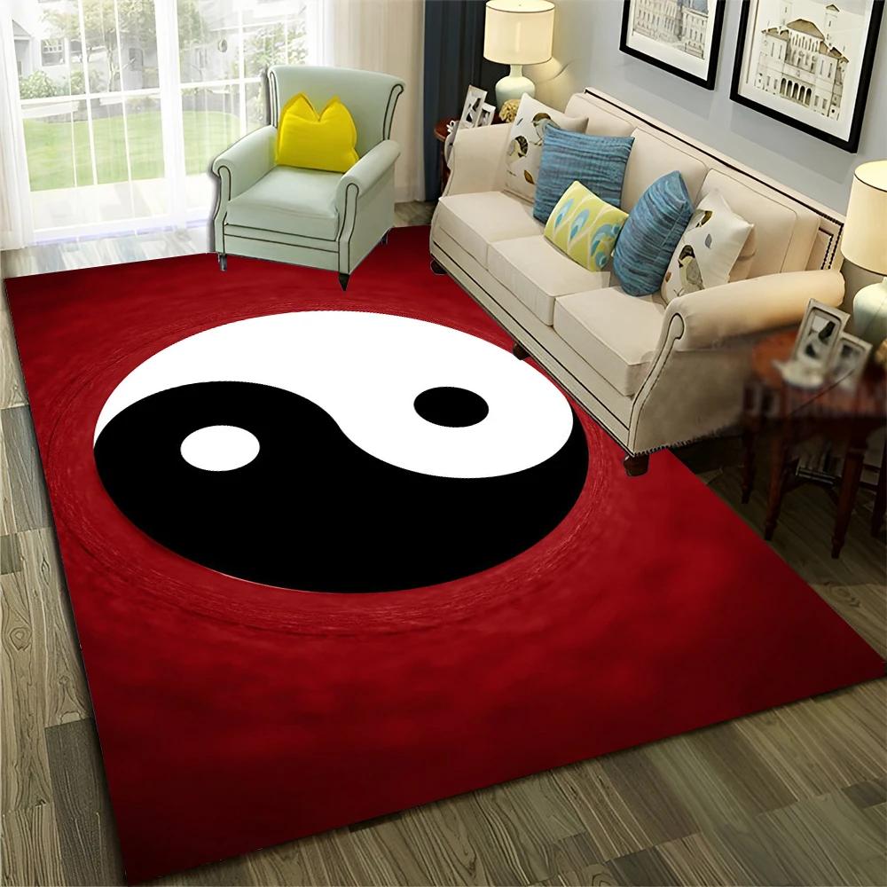 Čínský 3D koberec Tai Chi Bagua Yin Yang pro domov, obývací pokoj, ložnici, pohovku, rohožka, dekorace, dětský koberec, protiskluzová podložka na podlahu