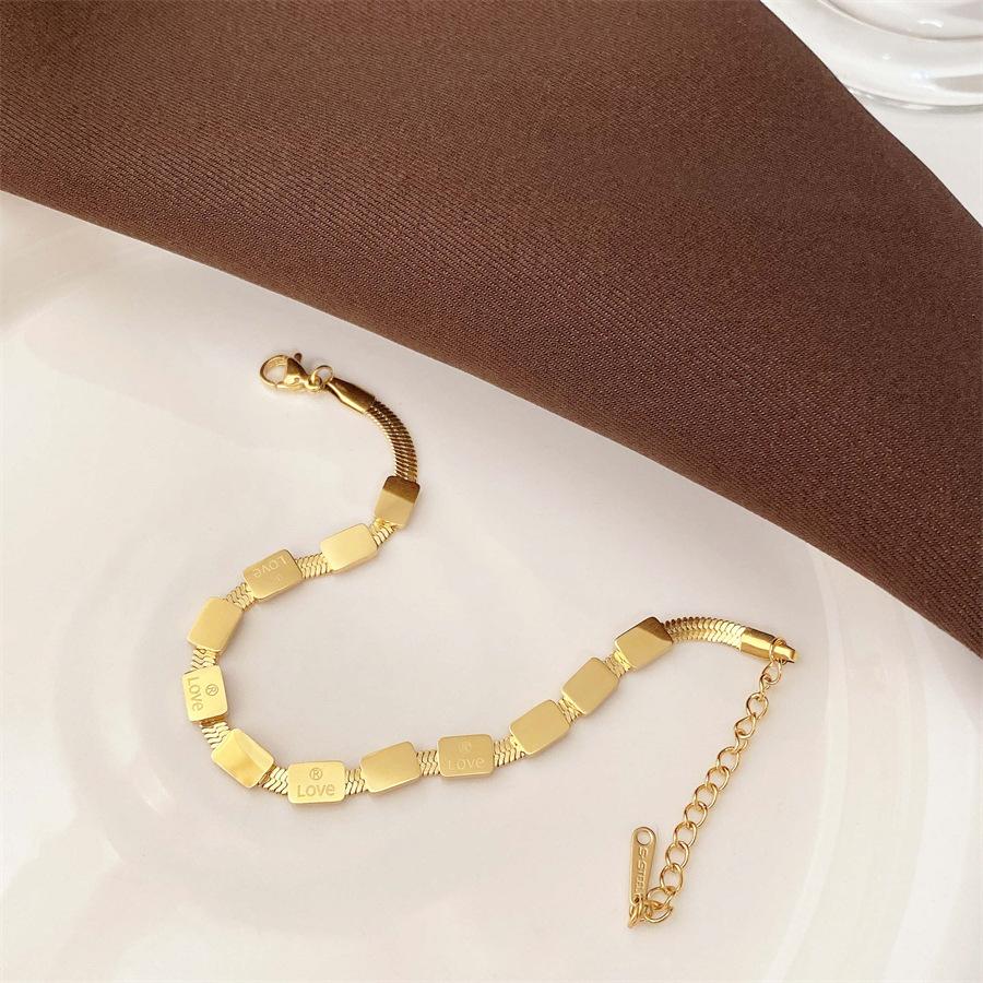 Titanium Steel Does Not Lose Color Light Luxury Square LOVE Bracelet Versatile Ins Temperament Cold Wind Bracelet