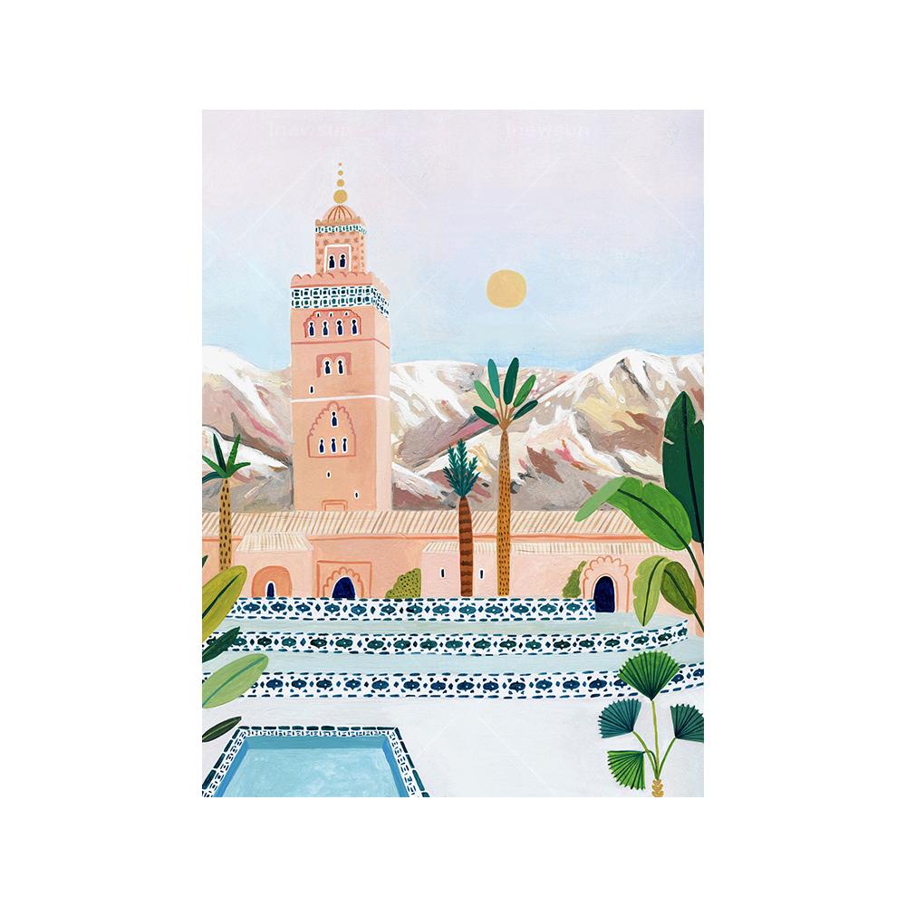 Nordic Travel City Poster Italian Paris Rome Marrakech Landscape Art Canvas Painting Housewarming Gift Wall Pictures Home Decor
