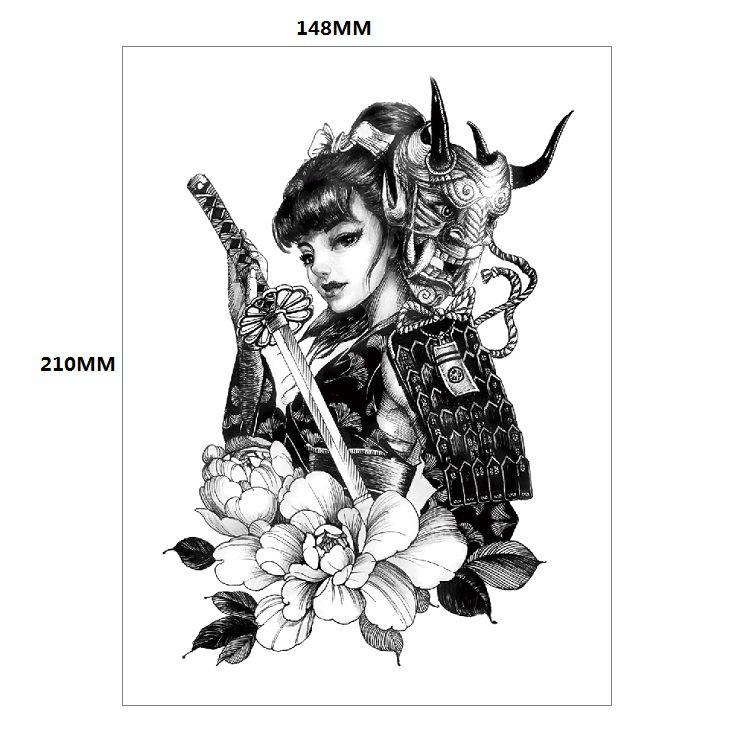 Traditionelle schöne Frau Charakter Tränen Geisha Farbe Wasser Transfer Blume Arm Anti-Real Tattoo Aufkleber Tattoo