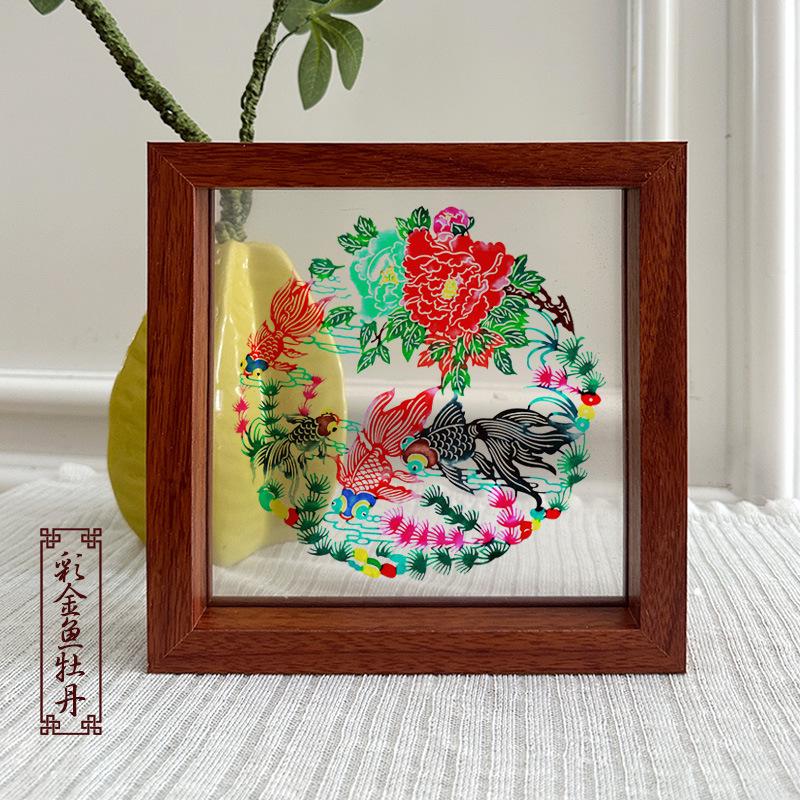Xianci Double-Sided Transparent Frame: A4 Paper-Cut Calligraphy Fu Character Display Stand