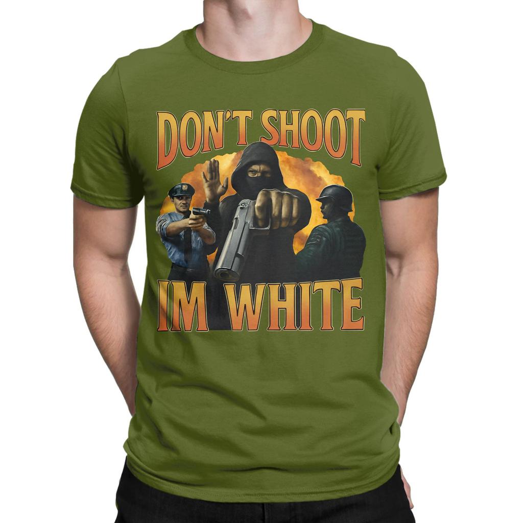 Funny Dont Shoot Im White Meme Graphic T Shirt Men 100 Cotton Funny TShirt Crew Neck  Tee Shirt Short Sleeve Clothing Summer