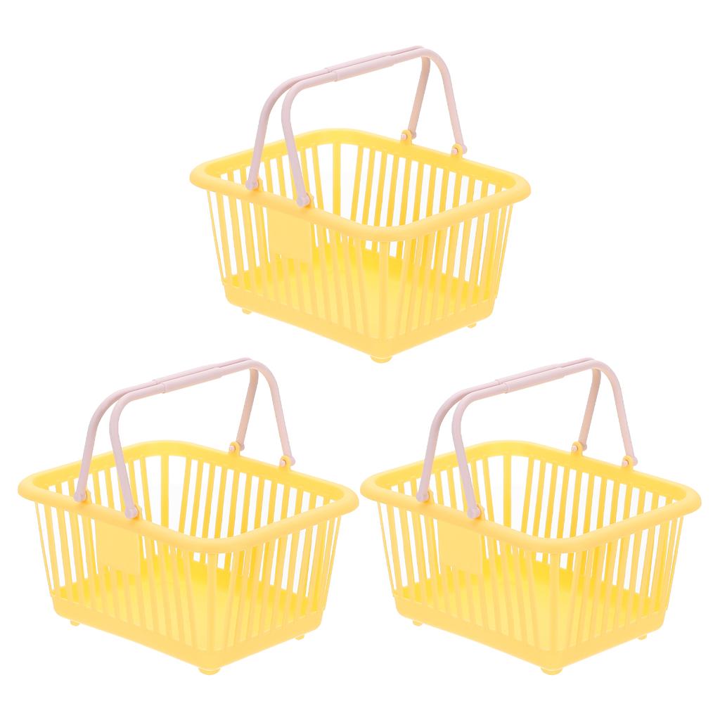 3PCS Mini Shopping Basket Small Plastic Basket Basket Grocery Tiny with Handles Organizer Filtered Water for Toys Fruits Snacks
