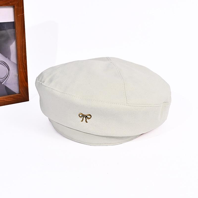 

Autumn and winter sweet hat women s versatile bow painter hat retro face small pumpkin hat One Size