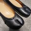 Women's Chunky Heel Mary Jane Split-Toe Shoes: New Retro Pleated Design Ballet Flats