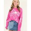 European and American Bow Design Long sleeve Pullover Sweater Women 2025 Spring and Autumn New Warm All-Match round Neck Knitted Top