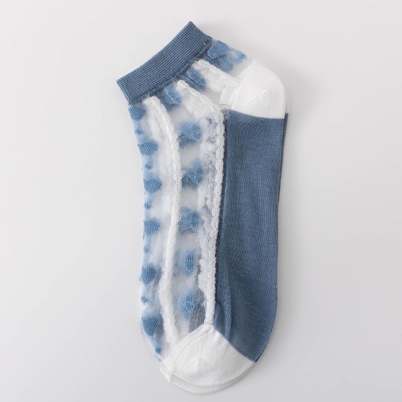 

Женские летние тонкие короткие носки, прохладные и дышащие, ажурные чулки-стекло, ультратонкие сетчатые студенческие шелковые носки 1 pair