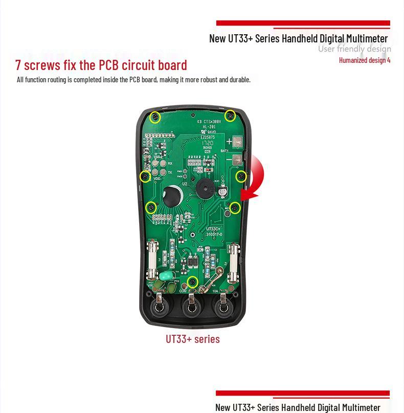 UNI-T UT33 Series Digital Multimeter: Enhanced Autoranging with Backlight and Burnout Protection.