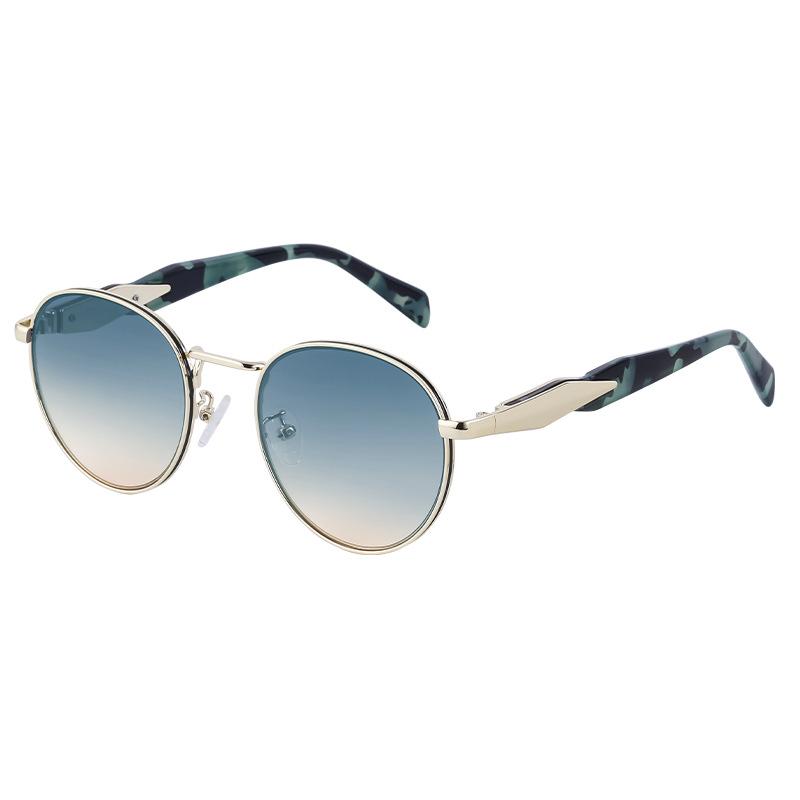Round Frame Sunglasses Women'S Tide Advanced Sense Metal Sunglasses Men'S Sunglasses