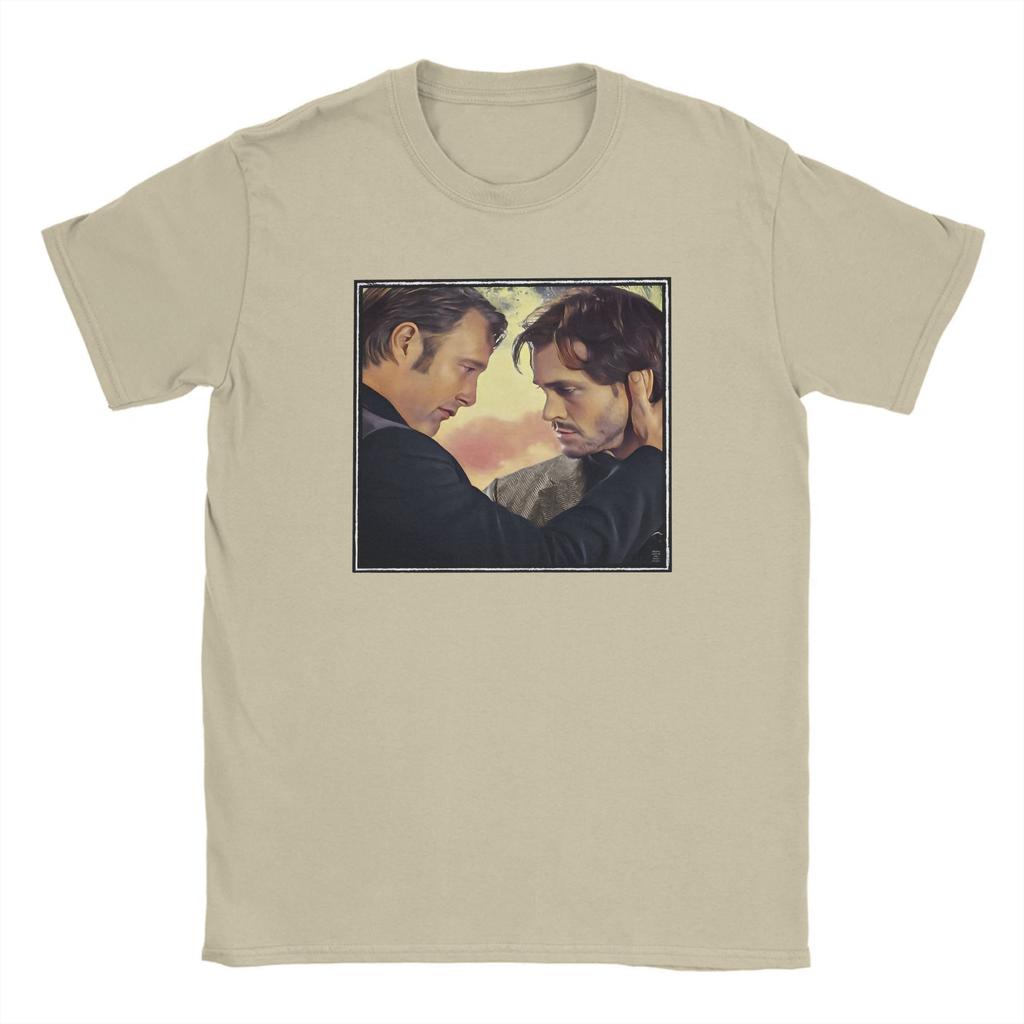 Hannibal und Will Hannigram Sonnenuntergang T-Shirts für Herren Reine Baumwolle Kreative T-Shirts Rundhals Hannibal T-Shirt Kleidung