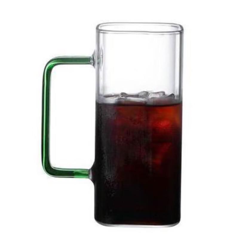 Glass Drink Tumbler Set with Yellow Handle