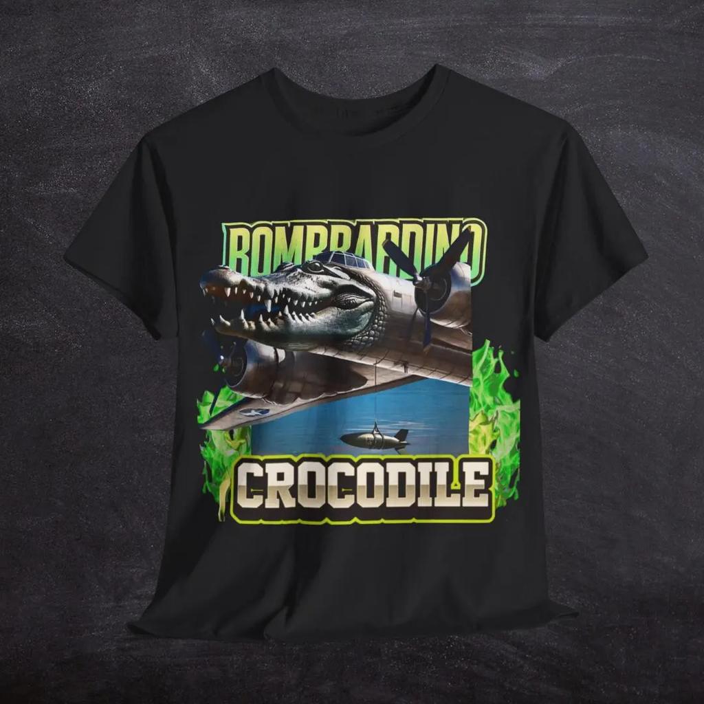 Men Women Print Bombardiro Crocodilo Crocodile Plane Bomber T Shirt Tee Cotton T-shirts Clothes