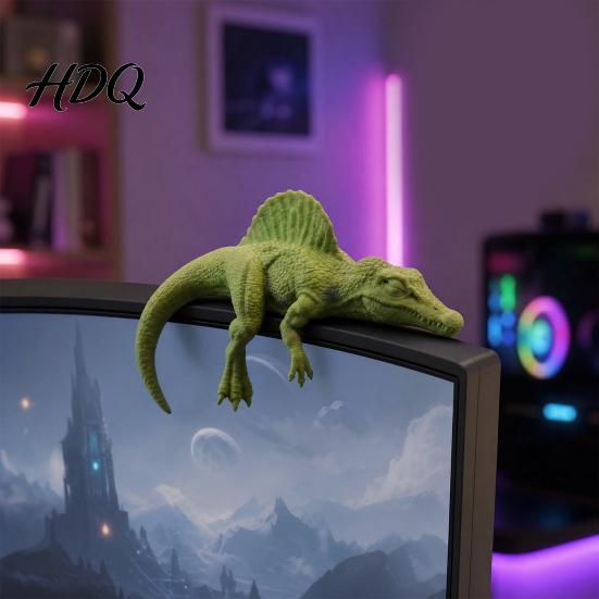 Non-slip Dinosaur Ornament 4 Pcs 3D Printed Monitor Topper Fun Office Desk