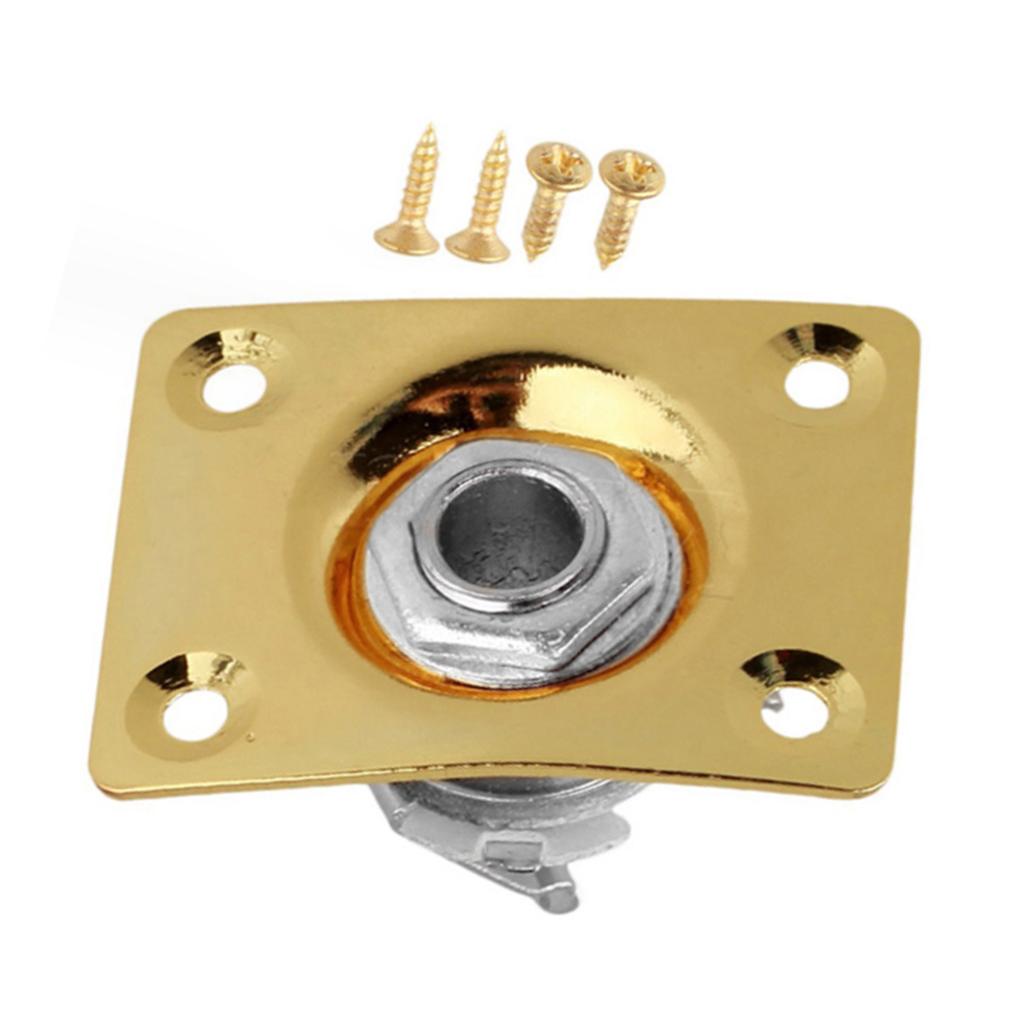 Guitar Input Output Jack Socket Plate Rectangular 1/4 Inch (6.35mm) with Mounting Screws for Electric Guitar Bass Parts