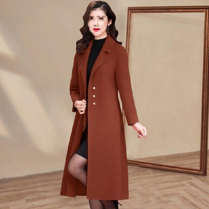 Cappotto Antivento in Lana Snellente da Donna - Sopra il Ginocchio, Caldo, per Primavera, Autunno, Inverno