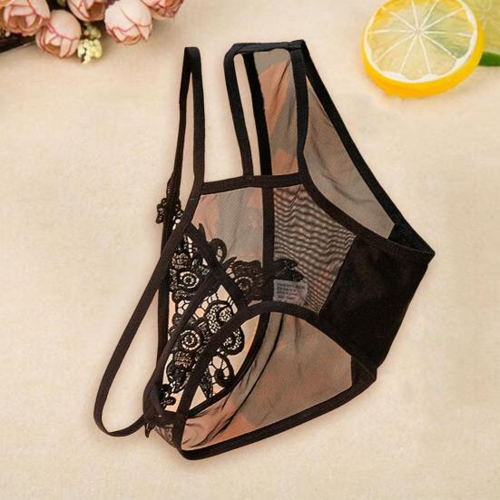 

Сексуальные женщины Прозрачные кружевные трусы средней посадки Бесшовная ультратонкая сетка Вышивка Цветочный узор Бант Декор Трусики