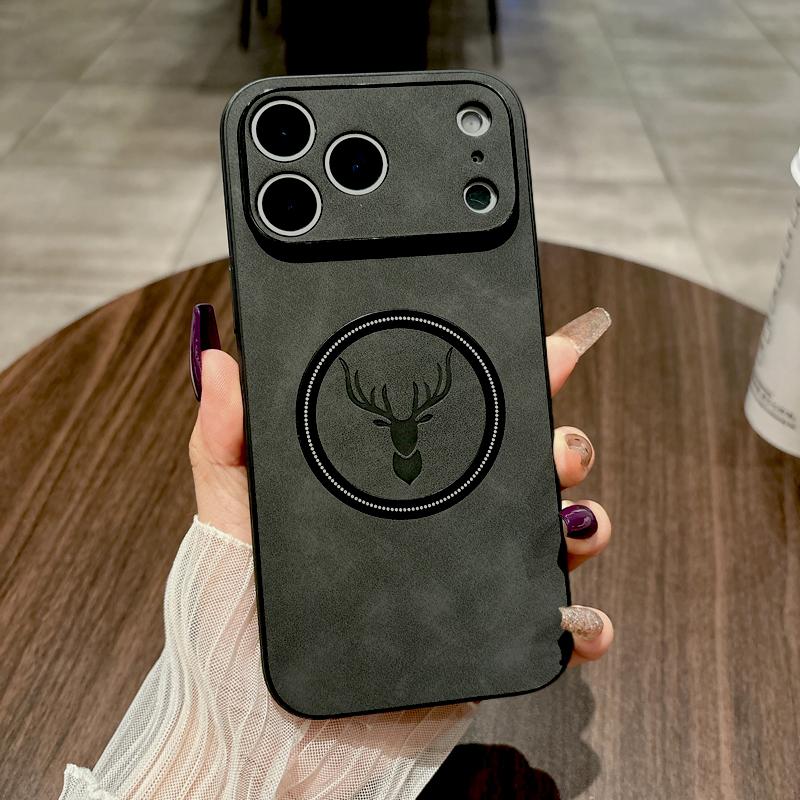 Leather Dear Head Case For For Iphone 17 16 15 14 13 12 11 Pro Max ProMax 17Pro For Iphone17 16Pro Wireless Charge Covers