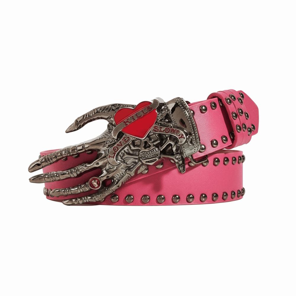 

Punk Style Gothic Belt Y2K Leather Belt Versatile Skull Belt for Women розы красного