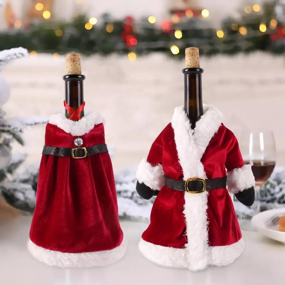 Copri bottiglia di vino di Capodanno Decorazioni di buon Natale per la casa Regalo di decorazioni per la tavola di Natale