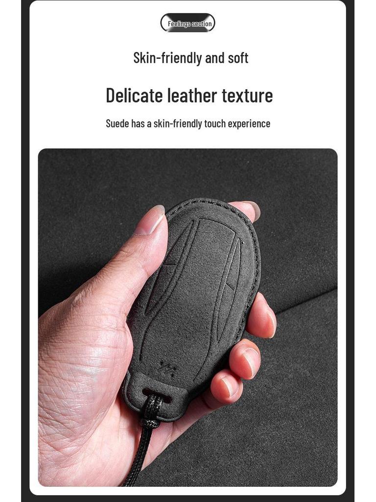 Zhiji L7 Key Cover: Suede LS7 Car Key Case with Buckle, Unisex Interior Accessory