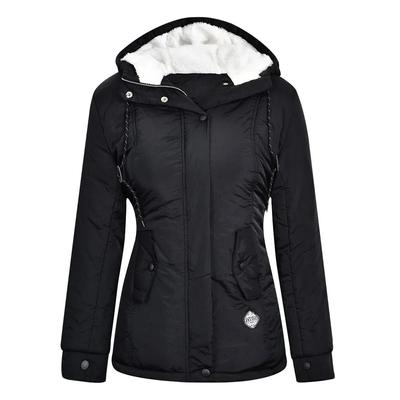 Winter Warm Coat Women's Solid Plush Thickened Jacket Outdoor Hiking Hooded Windproof Parka Coat