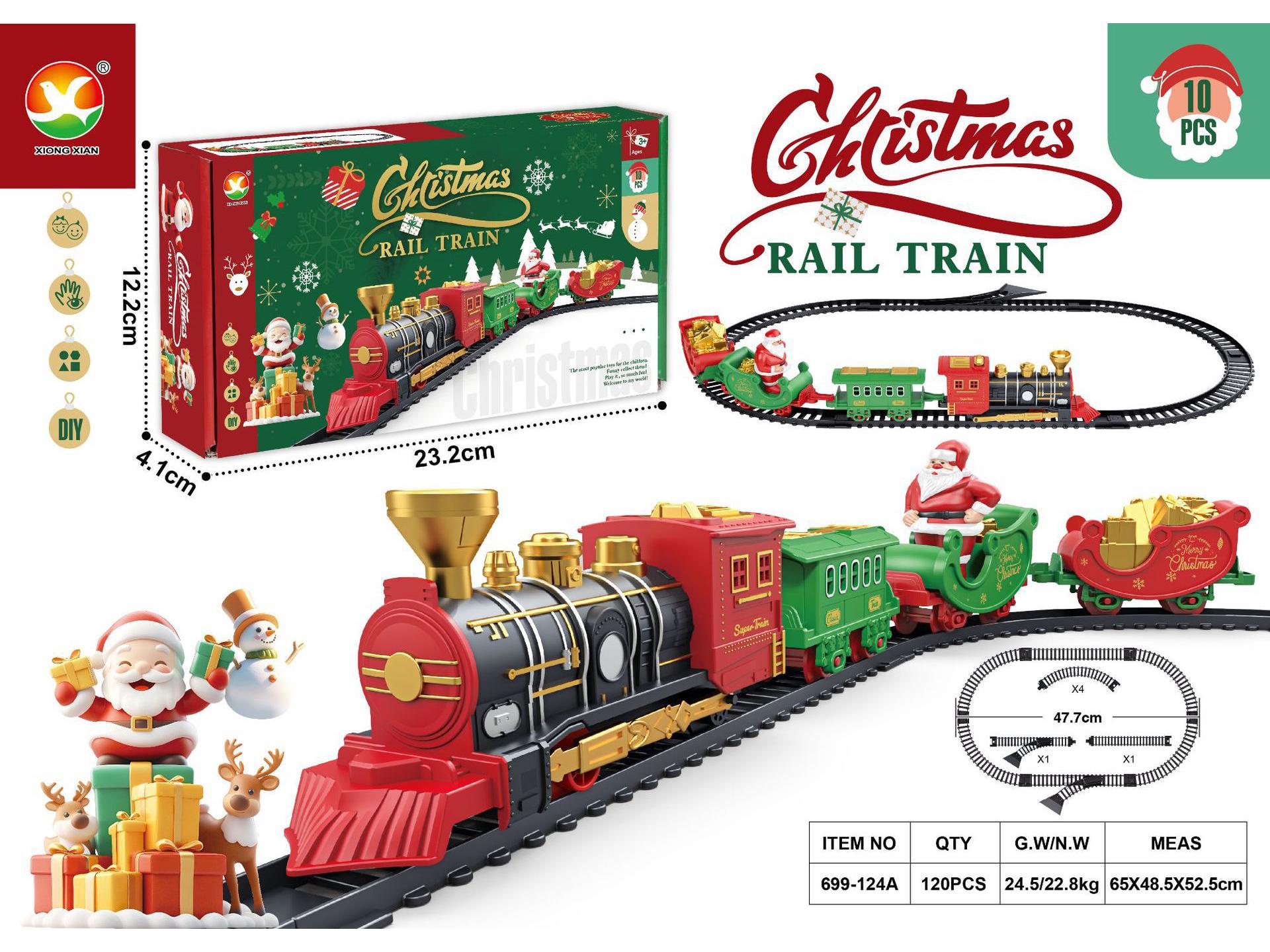 Рождественский электрический поезд через границу со светом и музыкой