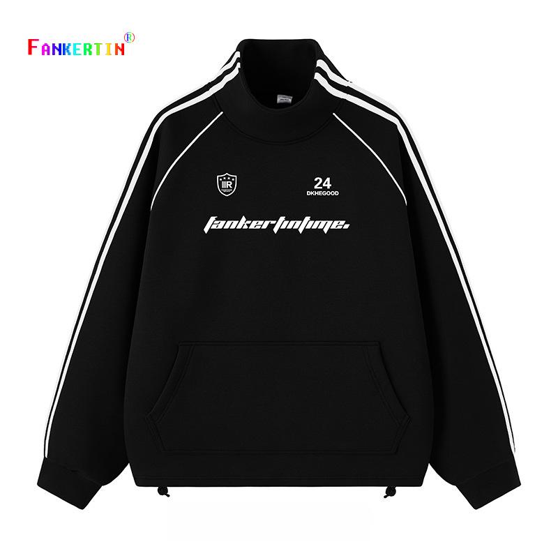 NASA Men's Trendy Long Sleeve Spring/Autumn Hoodie - Plus Size Heavyweight T-Shirt with Velvet, Solid Color, Loose Slit Design.