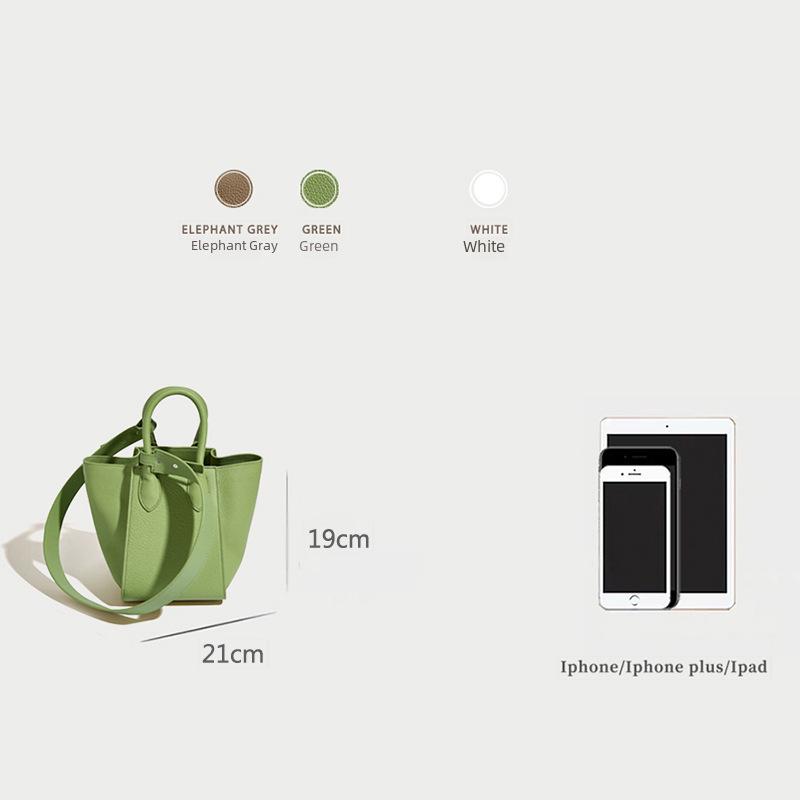 2024 Spring/Summer Women's Genuine Leather Winged Bucket Bag