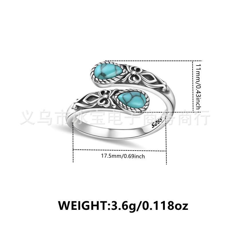 Moonstone Turquoise Ring, Adjustable Bow Thumb Ring Vintage Bosnian Spoon Ring open adjustable