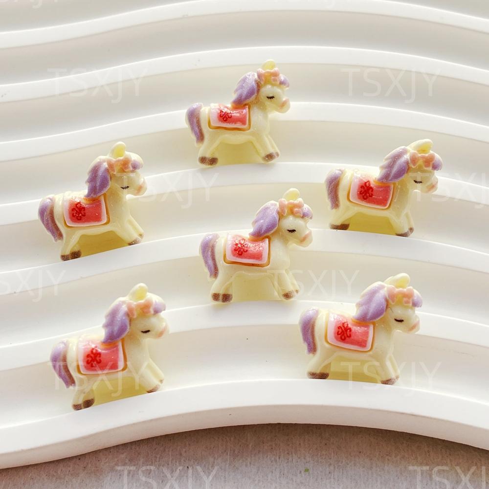 20pcs Mix Mini Colored Cartoon Unicorn Horse Nail Art Flatback Stone Figurines Scrapbook Charm DIY Jewelry Decor Crafts