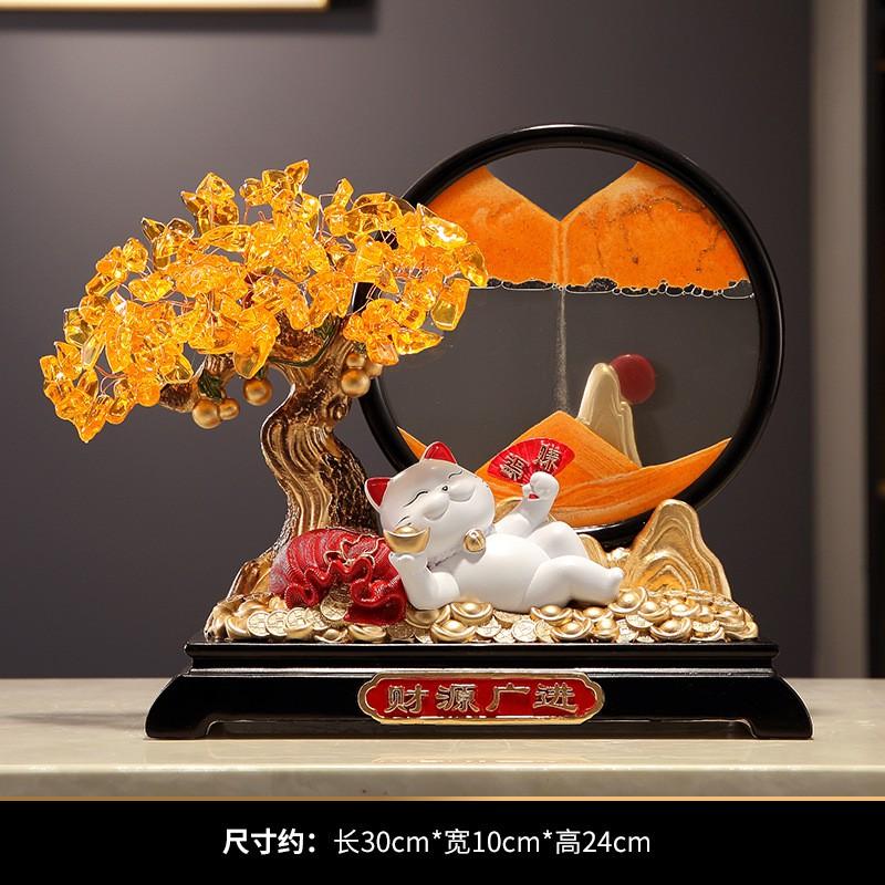 Resin Lucky Cat Money Tree Sand Art Decor Office Living Room TV Cabinet Bar Shelf Gift