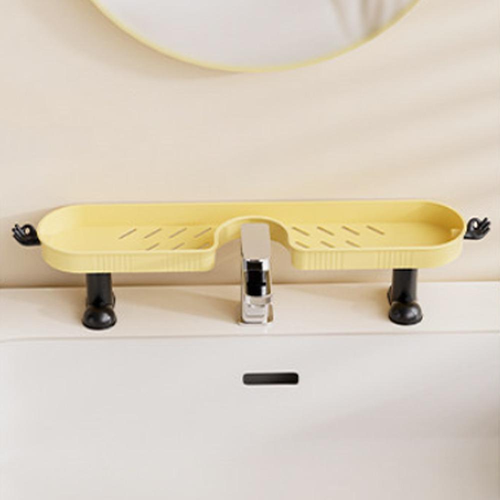 

No-Drill Bathroom Storage Rack Removable Faucet Drain Organizer Sink Drying Rack Bathroom жёлтый
