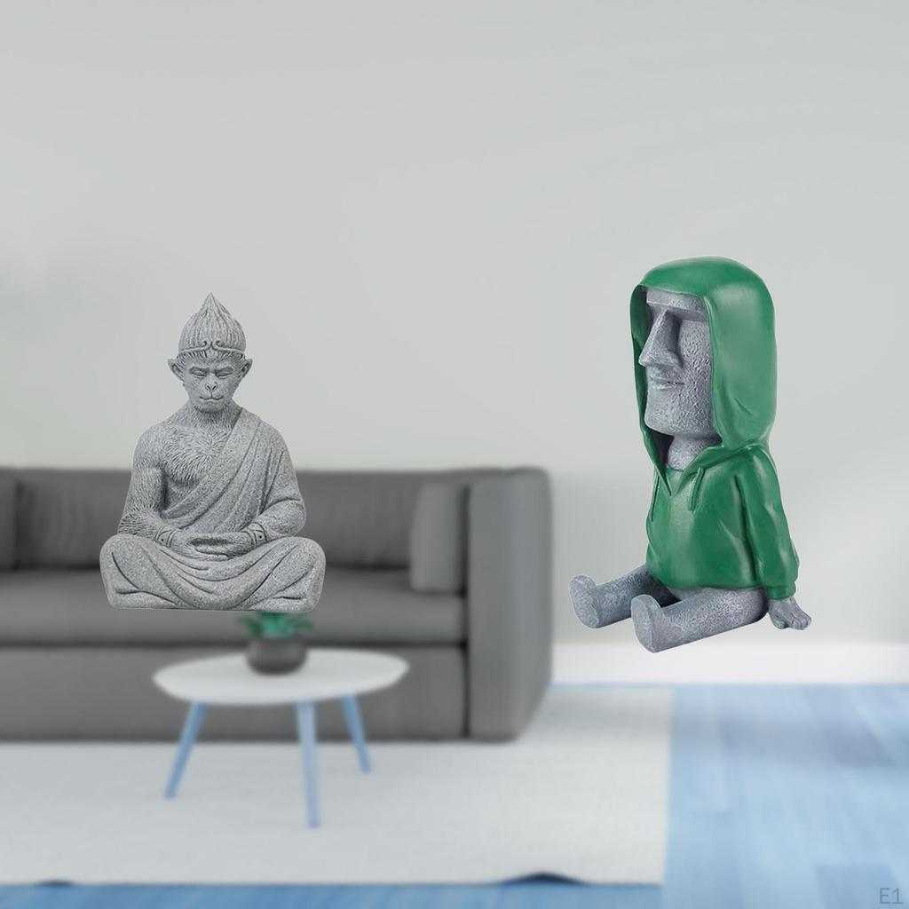 Moai Buddha Statue Fusion Collectible Miniature Sculpture for Hotel Patio Backyard And Desktop
