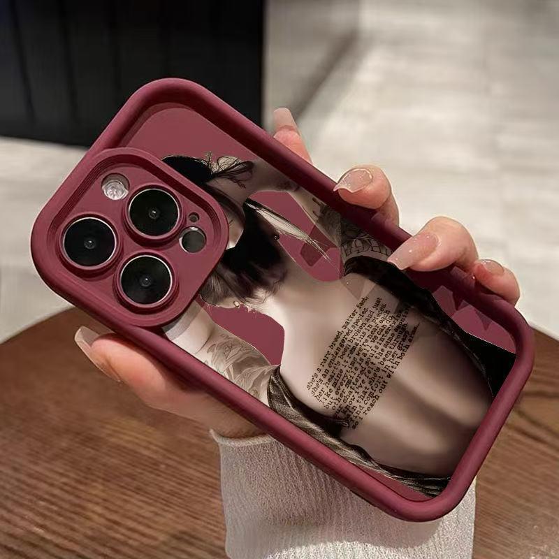 

Чохол для iPhone 16 Pro Max та 15 Plus, протиударний, м який, стиль Soft Girl , вид ззаду 11Pro винний/червоний
