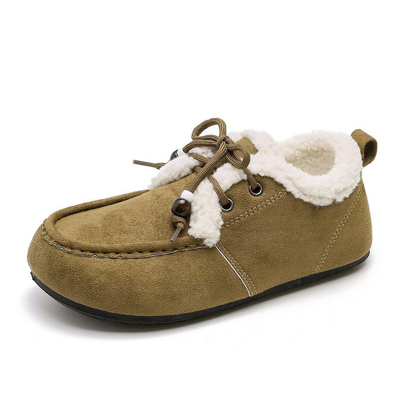 XT suede and velvet winter lace-up Birkenstocks, lamb wool flat-bottomed wool cotton shoes