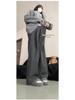 Retro Color Block Plaid Fleece-Lined Wide-Leg Pants - Women's Autumn/Winter Loose Casual Style