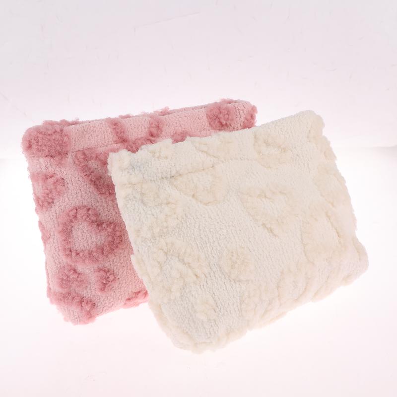 Plush Cute Love Makeup Bag Portable Skincare Product Lipstick Storage Bag Hand-Held Inner Bag Korean Brush Pencil Cases