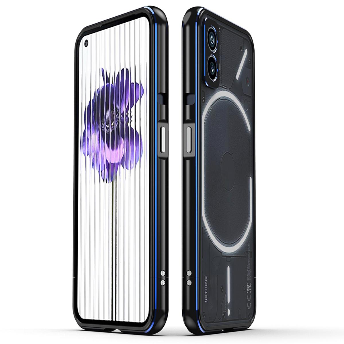 

Ни за что Телефон (2) Металлический бампер-чехол с амортизирующей накладкой и защитой для линз камеры Black/Blue