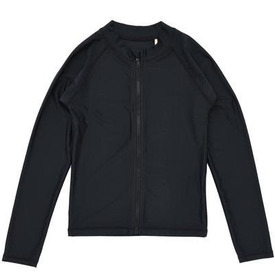 [cdmfabrica] School UV Rash Guard, Solid Color, Zippered Long Sleeve, Kids, Elementary School, Junior High School, Swimming, UPF 50+130, Black