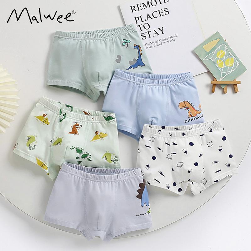 

5pcs/set Boys Boxer Briefs, Cotton Breathable, Antibacterial, Teenager Student Daily Underwear Shorts 110