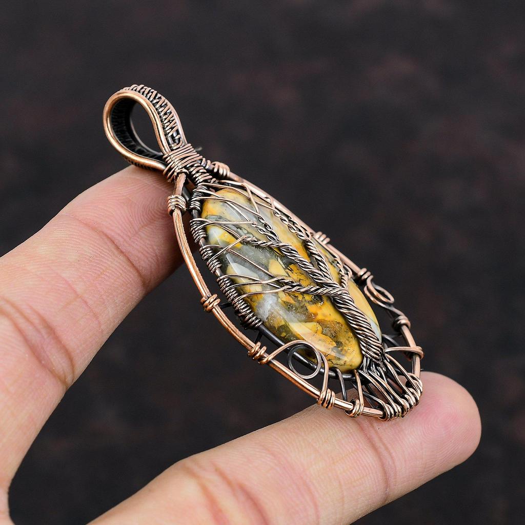 Tree Of Life Maligano Jasper Pendant Copper Wire Wrapped Gemstone Pendant Handmade Pendant Copper Jewelry Tree Of Life Pendant Gift For Her
