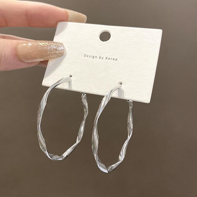 925 silver needle round face thin large circle earrings women s high sense light luxury temperament irregular earrings earrings