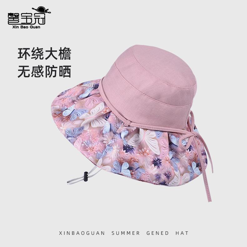 New Summer Sun Hat Children Fashion Big Brim Sun Protection Bucket Hat Outdoor Travel Face Cover Beach Sun Hat