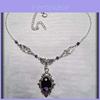 Viktorianische Gothic Halskette Mit Tief Lila Glas Edelstein Legierung Anhänger Für Frauen