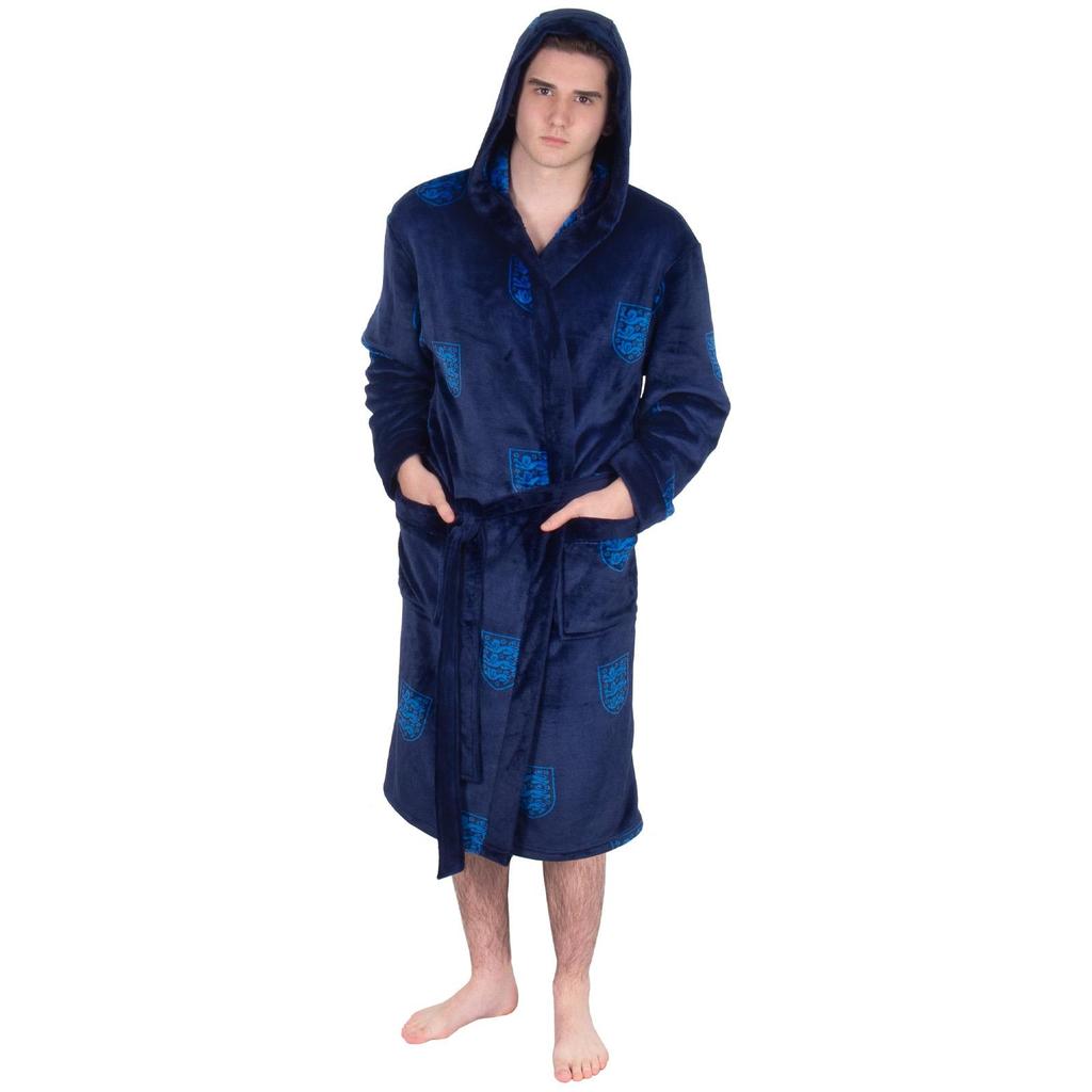 England Mens Crest Fleece All-Over Print Dressing Gown