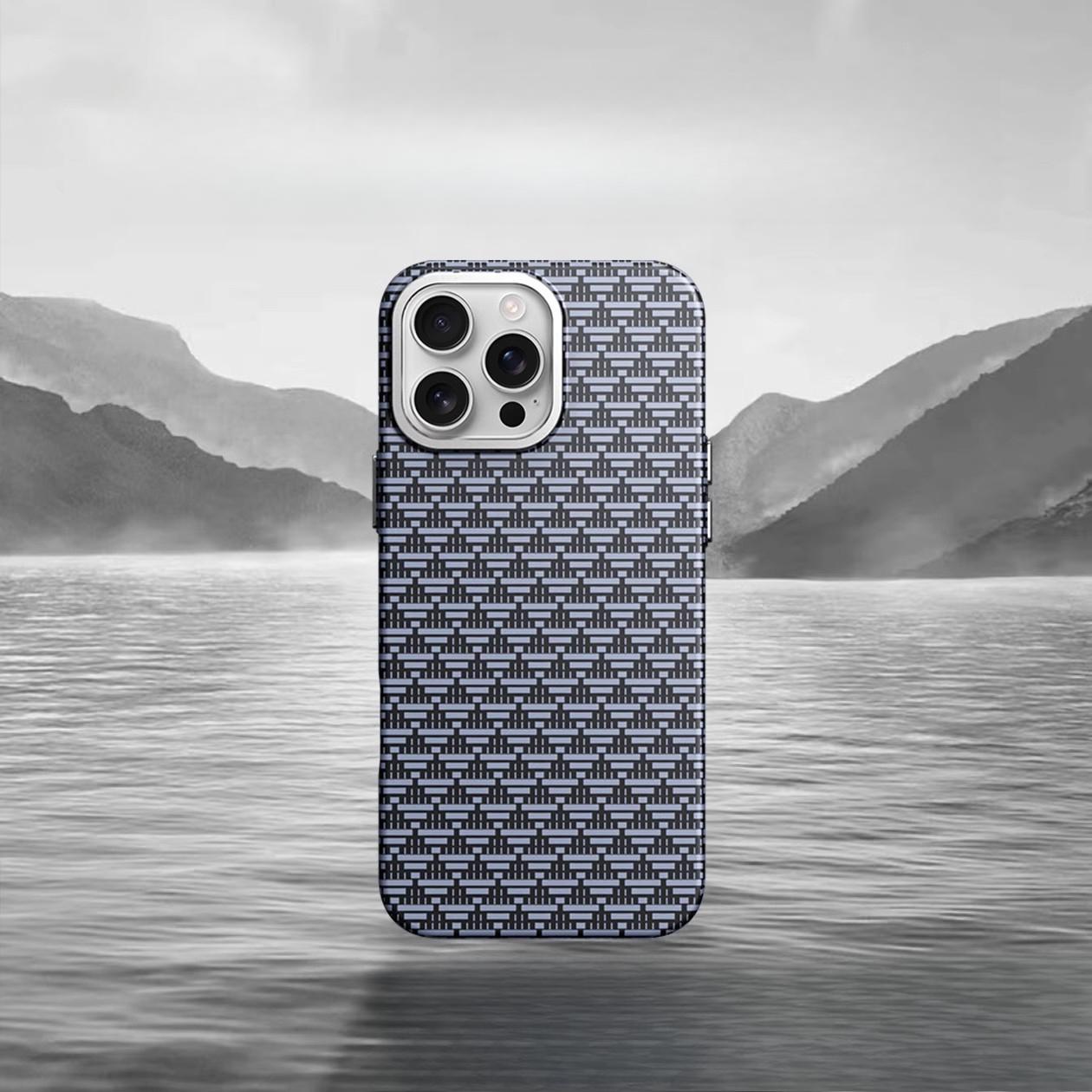 

Подходит для чехла для мобильного телефона Apple 16pro, матовый чехол из ПК с узором источника волокна, металлический зеркальный чехол для iPhone 15 14 с защитой от падения iPhone14proMax чёрный